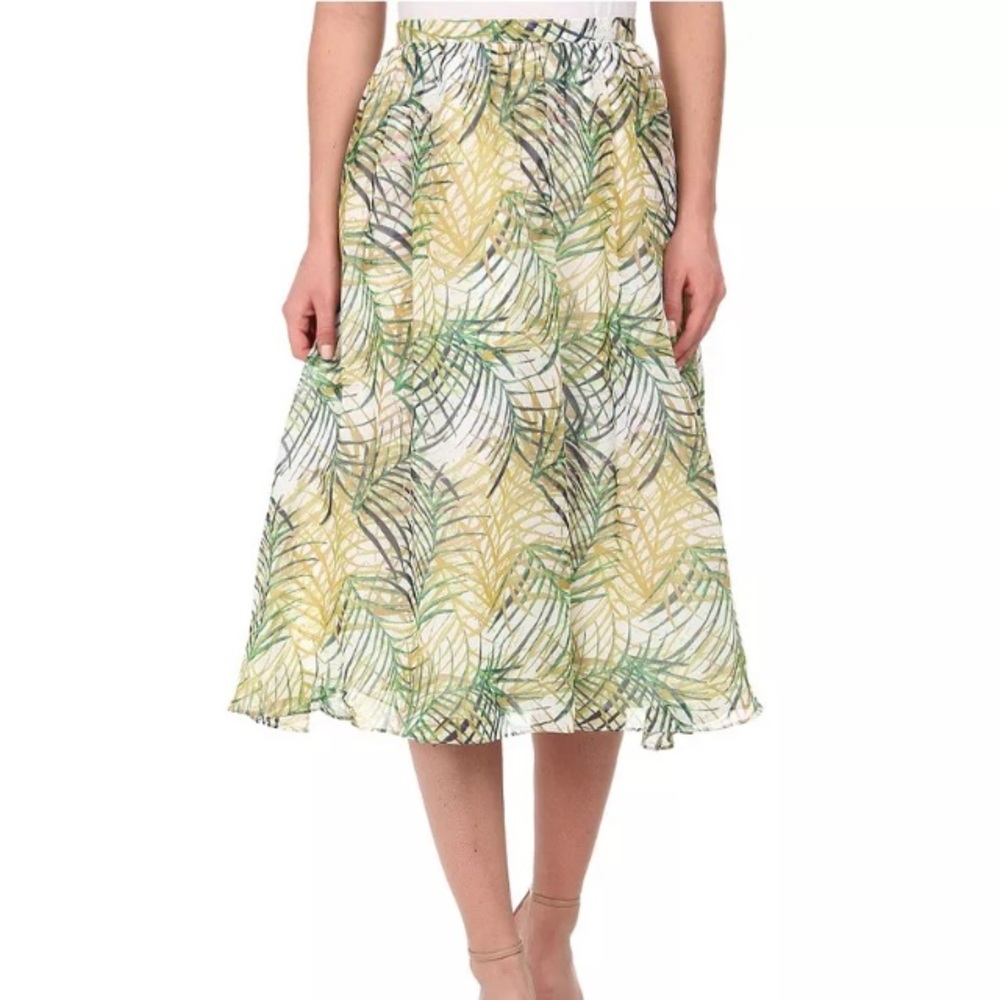 BB DAKOTA MIDI SKIRT GREEN TROPICAL PRINT PALM